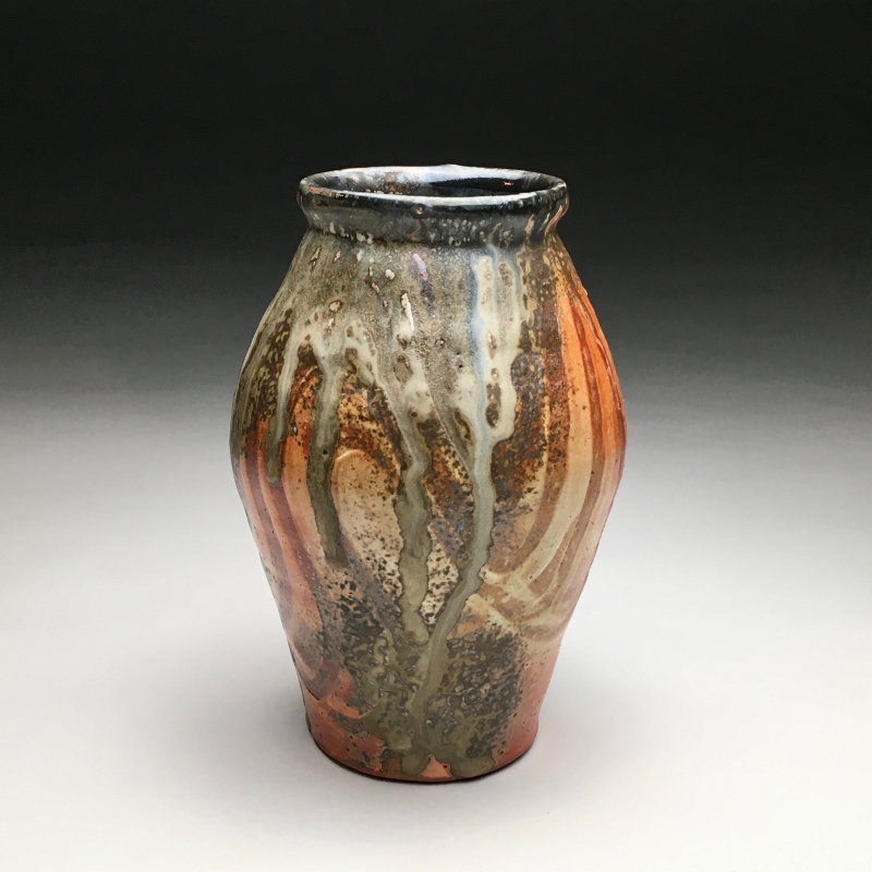 20  - Evan Hestekin | Orange Shino Vase | Clay/Pottery -  5.5x8 | $125