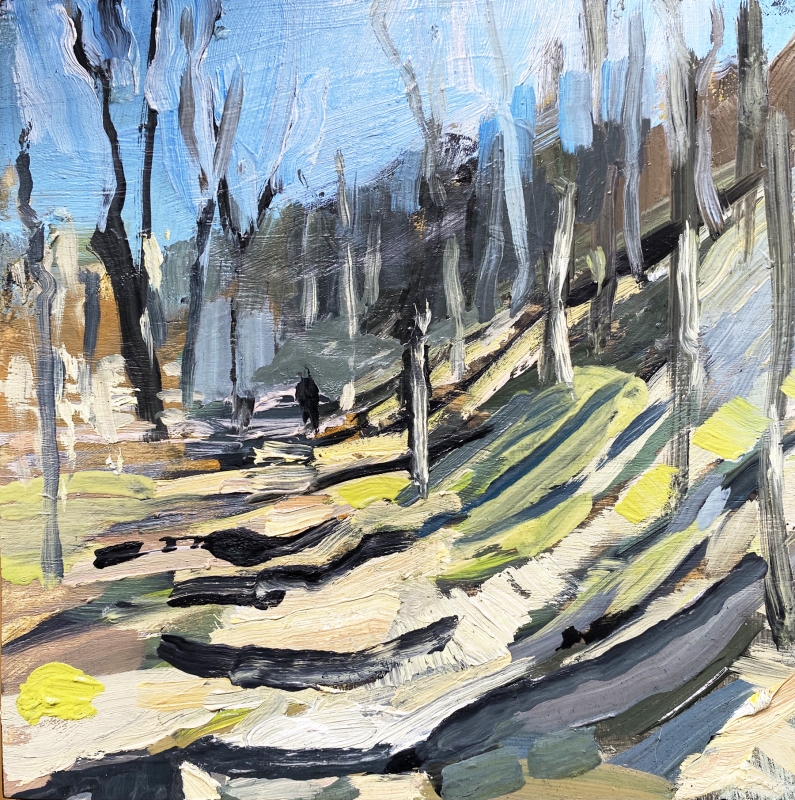 34 - Joseph Maurer | Putnam Park in Spring | Oil on board -  6x6x1.5 | $150