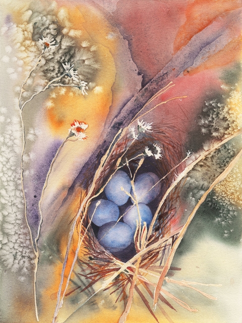 47 - Lindamerry  Udell | Finch Eggs | Watercolor -  16x20 | $250