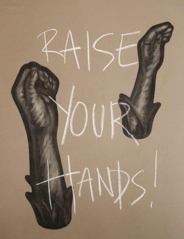 Brittany Tainter - Raise Your Hands | Charcoal on paper - 19.5x25.5 | $200