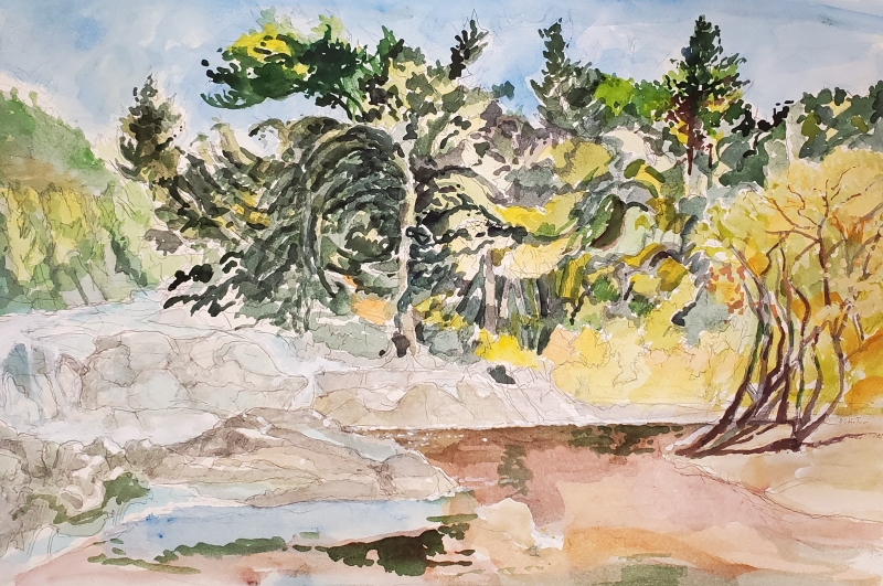 Anders Shafer | Big Falls | Watercolor on paper - 12x18 | $250