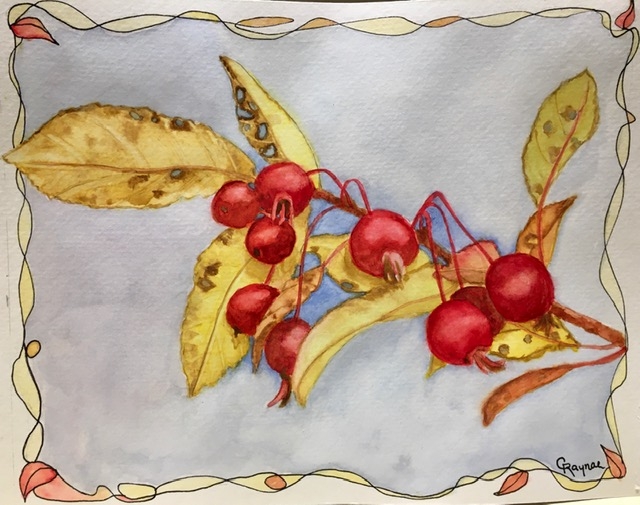 Cari Raynae Jacobson | Autumn Crabapple | Watercolor - 8x10 | $80 unframed