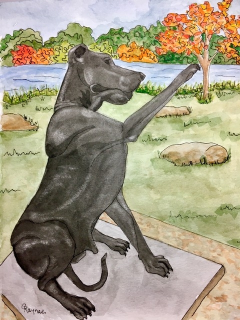 Cari Raynae Jacobson | High 5 Dog Selects a Tree | Watercolor Ink - 8x10 | $80-unframed