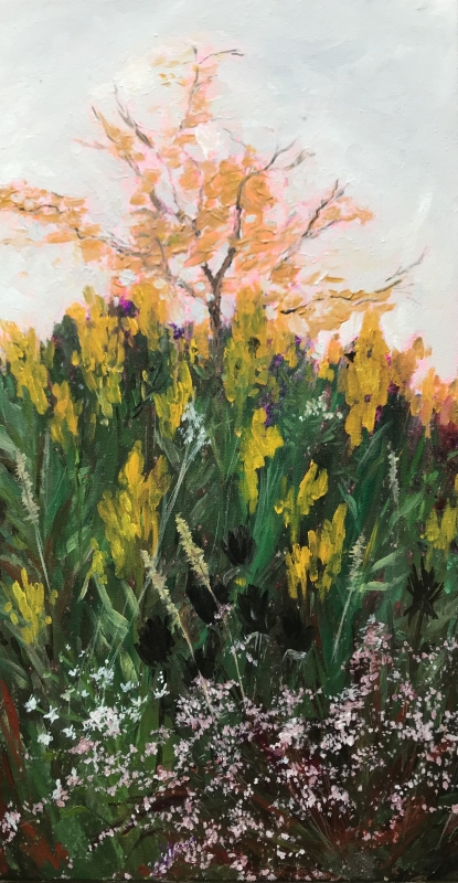 Holli Jacobson | Phoenix Natives | Acrylic on canvas quick paint plein air - 14x26 | $125