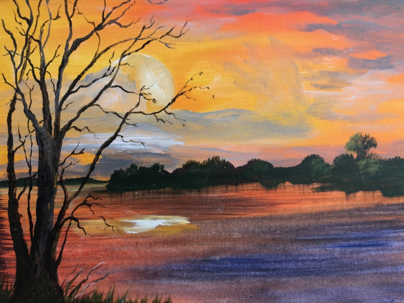 Jan Balow | Frost Warning | Acrylic - Lake Hallie Sunset - 16x20 | $300