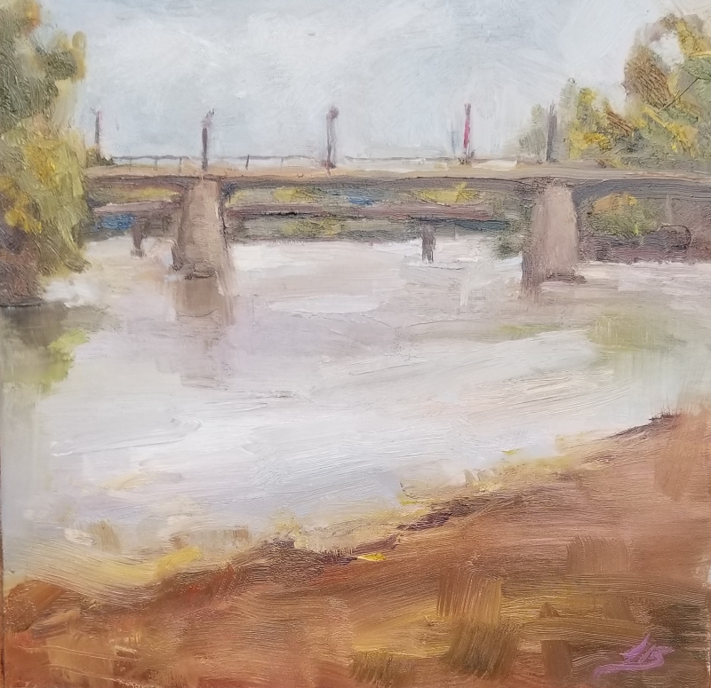 Nathanial Brander | Skipping Bridges | Oil on panel - 8x8 | $220