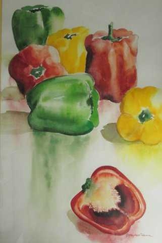 Peppers by Patricia Mayhew Hamm | Watercolor | $195