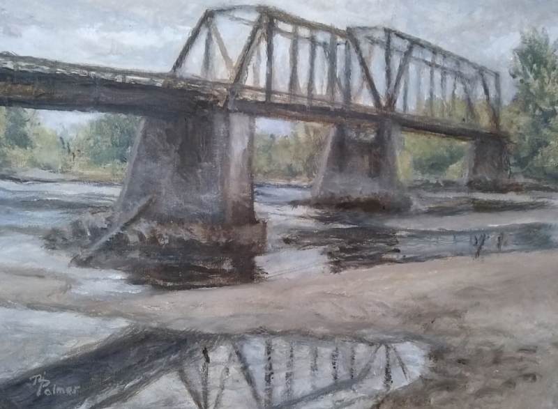 Randy Palmer | Dunnville Bottoms Trestle | Oil on linen panel - 9x12 | $450