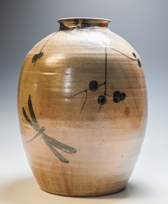 David Caradori - Dragonfly with Persimmon | Woodfired stoneware - 20x13 | $285