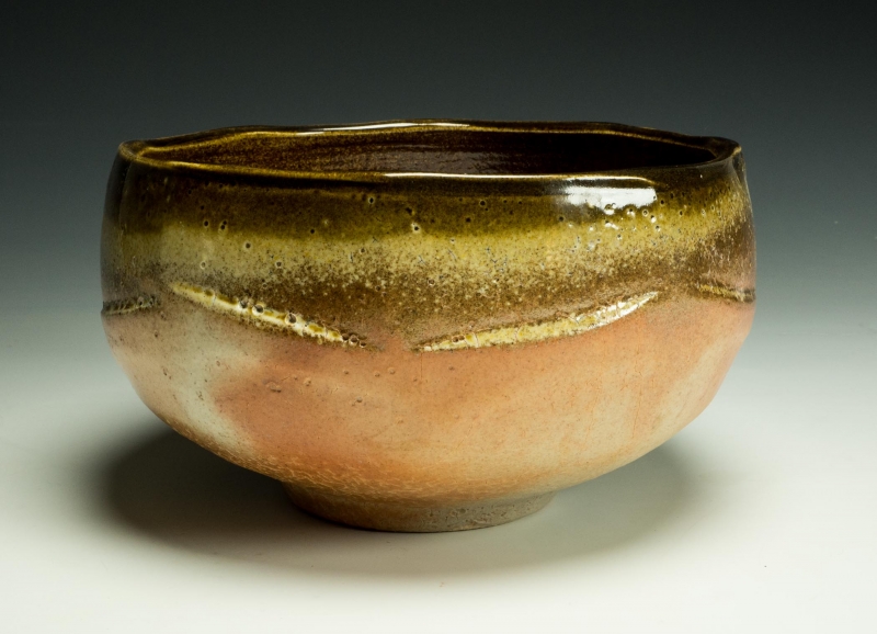 Daniel Ingersoll - Faceted Bowl | Shino with temoku glaze pottery - 5x8 | $85