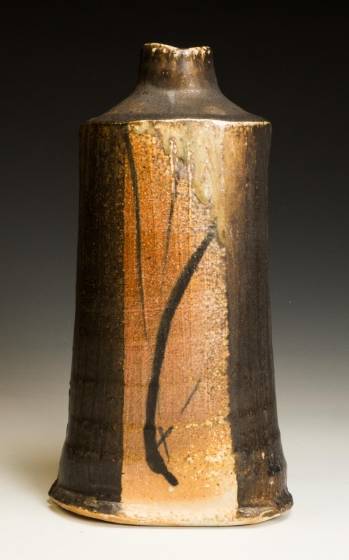 Daniel Ingersoll - Squared Bottle Form | Black ash glaze - 9 1/2x5x3 | $85