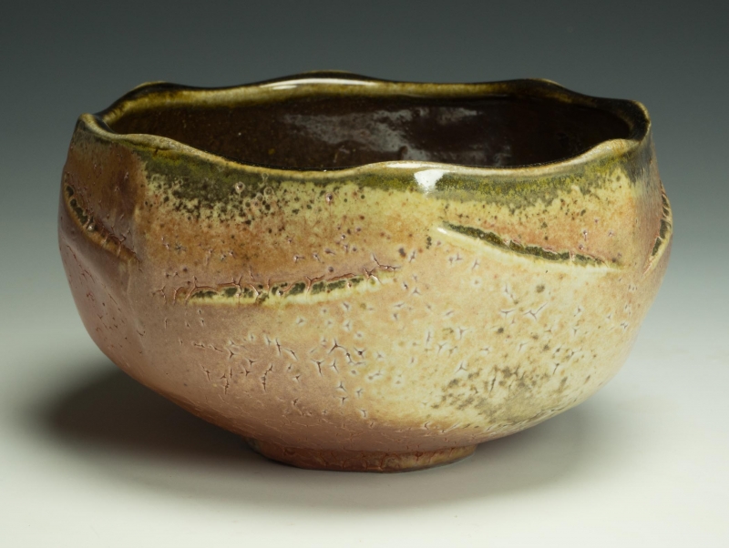 Daniel Ingersoll - Faceted Bowl | Shino with temoku glaze pottery - 4x6 | $65