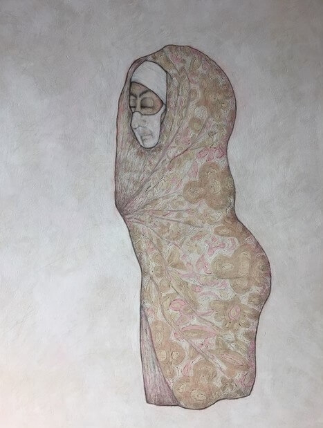 Lynn M Hobart - Cocooned Figure | Acrylic ink pencil - 11x14 | $600