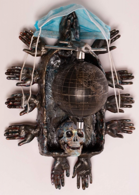 Diane Canfield By waters - Pandemic Series Its Global | Assemblage - 13x10x7 | $750