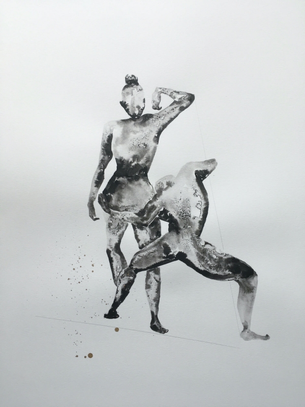 Sapira Cheuk - Pas De Deux #2 | Ink acrylic graphite - 18x24 | Not for sale