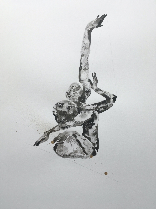 Sapira Cheuk - Pas De Deux #3 | Ink acrylic graphite - 18x24 | Not for sale