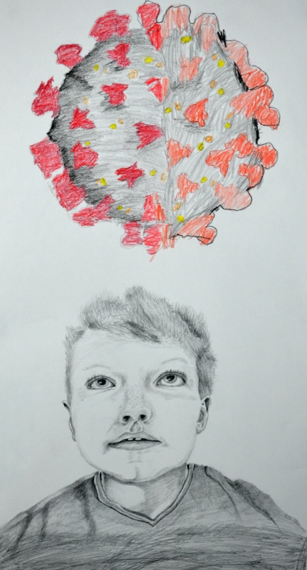 Rhonda Willers - Where is it?... | Graphite and colored pencil, crayon | 38 1/2 x 21 1/2 | Not for Sale