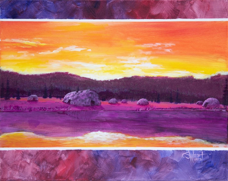 Christopher Sweet - Village Sunrise | Acrylic on canvas - 21x25 | Not for sale