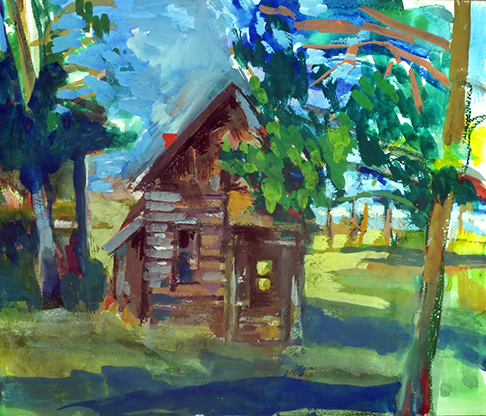 Flick Cabin, Caddie Woodlawn Park by Martha Hayden - 12 x 14 | $350