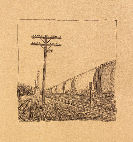 By The Railroad by Trevor Knapp - 6 x 6 | $350